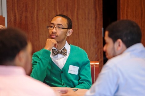 Kristian Smith '13 networks with students.