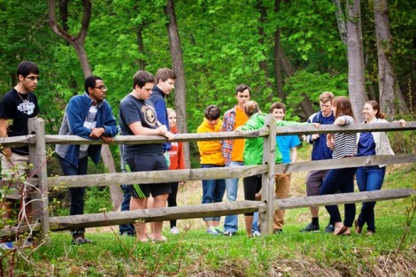 Students who helped with the project attend the ceremony. 