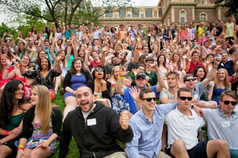 The Class of 2014 celebrates a successful photo.