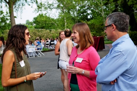 Liza Blank ’14 speaks with President Alison Byerly and Steven Jensen. 
