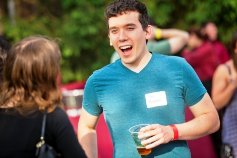 Max Bergelson ’14 says 'Hi' to a friend. 