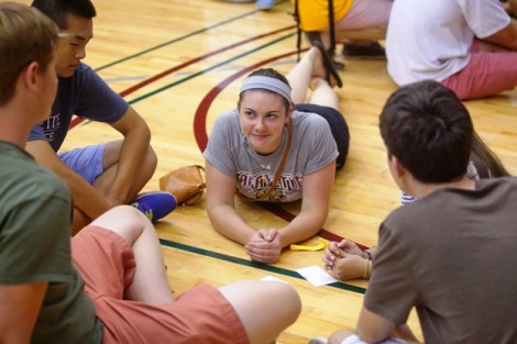Students take part in some icebreaker and teambuilding activities.