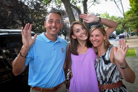 Allison Frattaroli ’18 and her parents take a break from moving in for a photo.