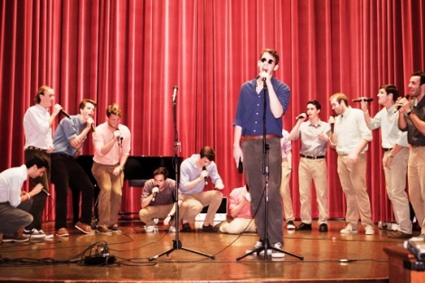The Chorduroys, Lafayette’s male a cappella group, performs.