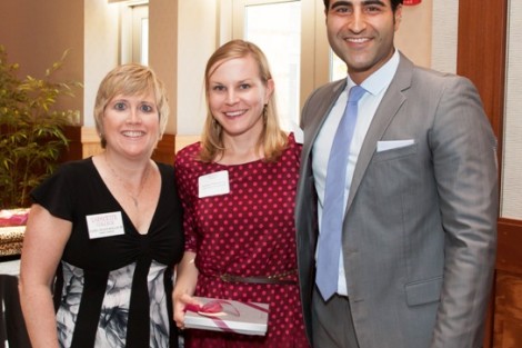 Chapter Support Award recipient Stephanie Stawicki ’04 with Rachel Nelson Moeller ’88, executive director of alumni relations, and Alex Karapetian ’04, president of the Alumni Association