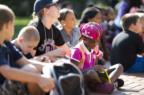 Campers get their markers ready for coloring.