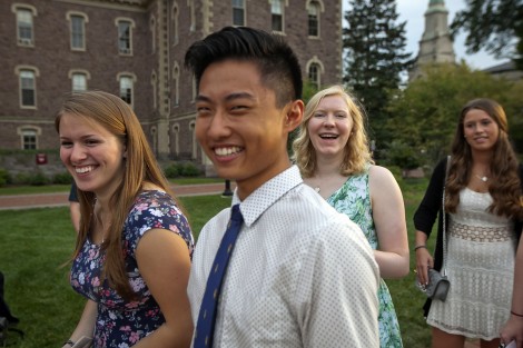 Students in Brandywine commons are all smiles.