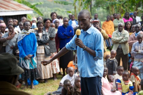 Kelvin Serem '17 is honored in his village of Kibargoiyet, Kenya, after graduating from Blair Academy in 2013.