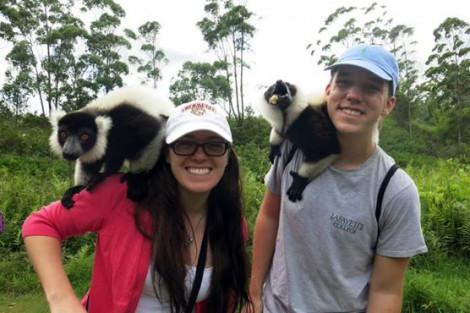 Aubrey Jones ’16 and Stavros Kariofillis ’17 make some new friends in Madagascar.