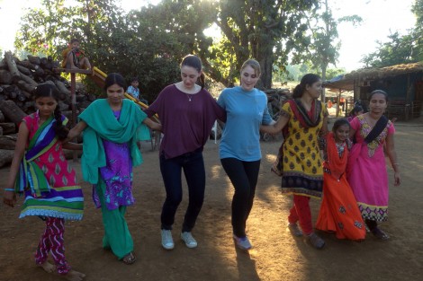 Students get a hands-on demonstration of traditional Indian dance.