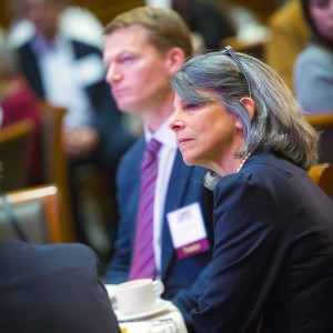 Lafayette General Counsel Leslie Muhlfelder '81 (right) and Kevin Mandia '92