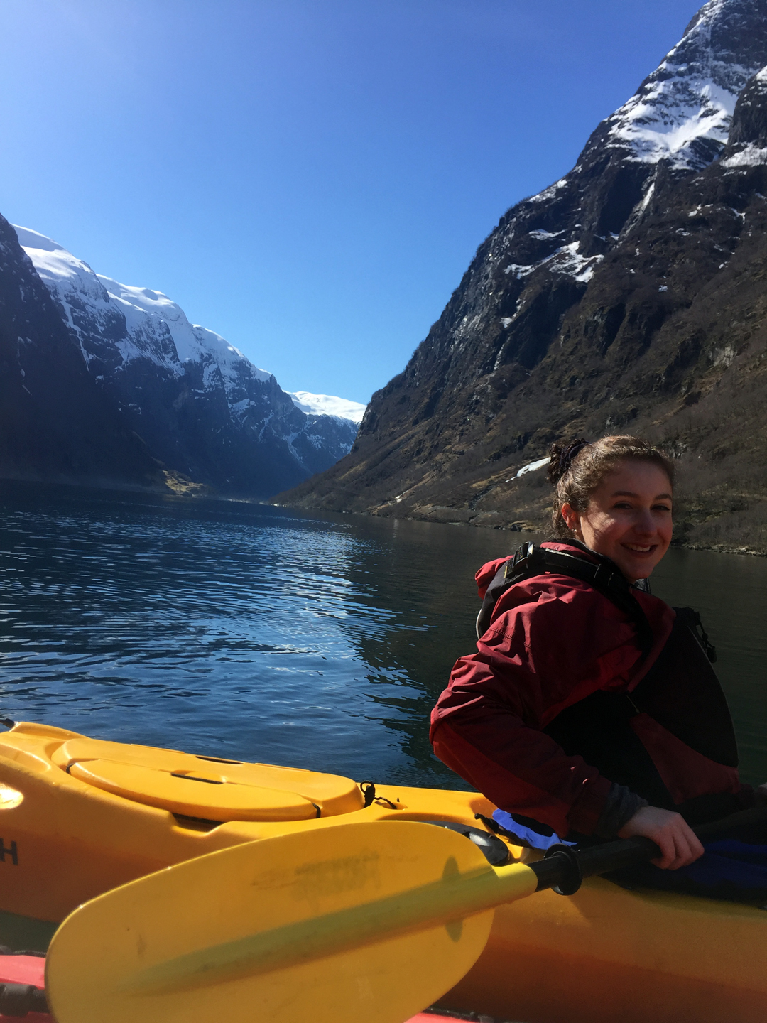 Carli Jones '17 navigates a fjord in Denmark.