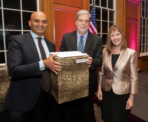 Professor Bill MIles was honored at the annual awards banquet by Provost Abu Rizvi and President Alison Byerly. 