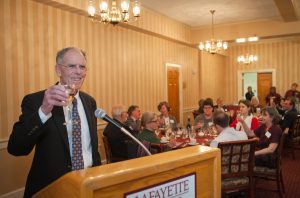Neil McElroy gives a toast at a Friends of Skillman Library event.