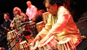 Sachal Jazz Ensemble members play drums