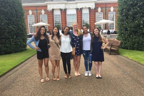 Classmates pose for a photo in London.