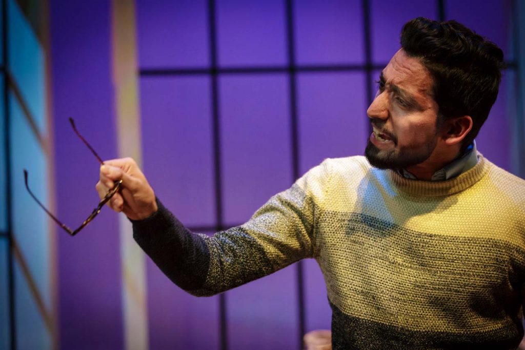 The character Amir in the play Disgraced speaks passionately.