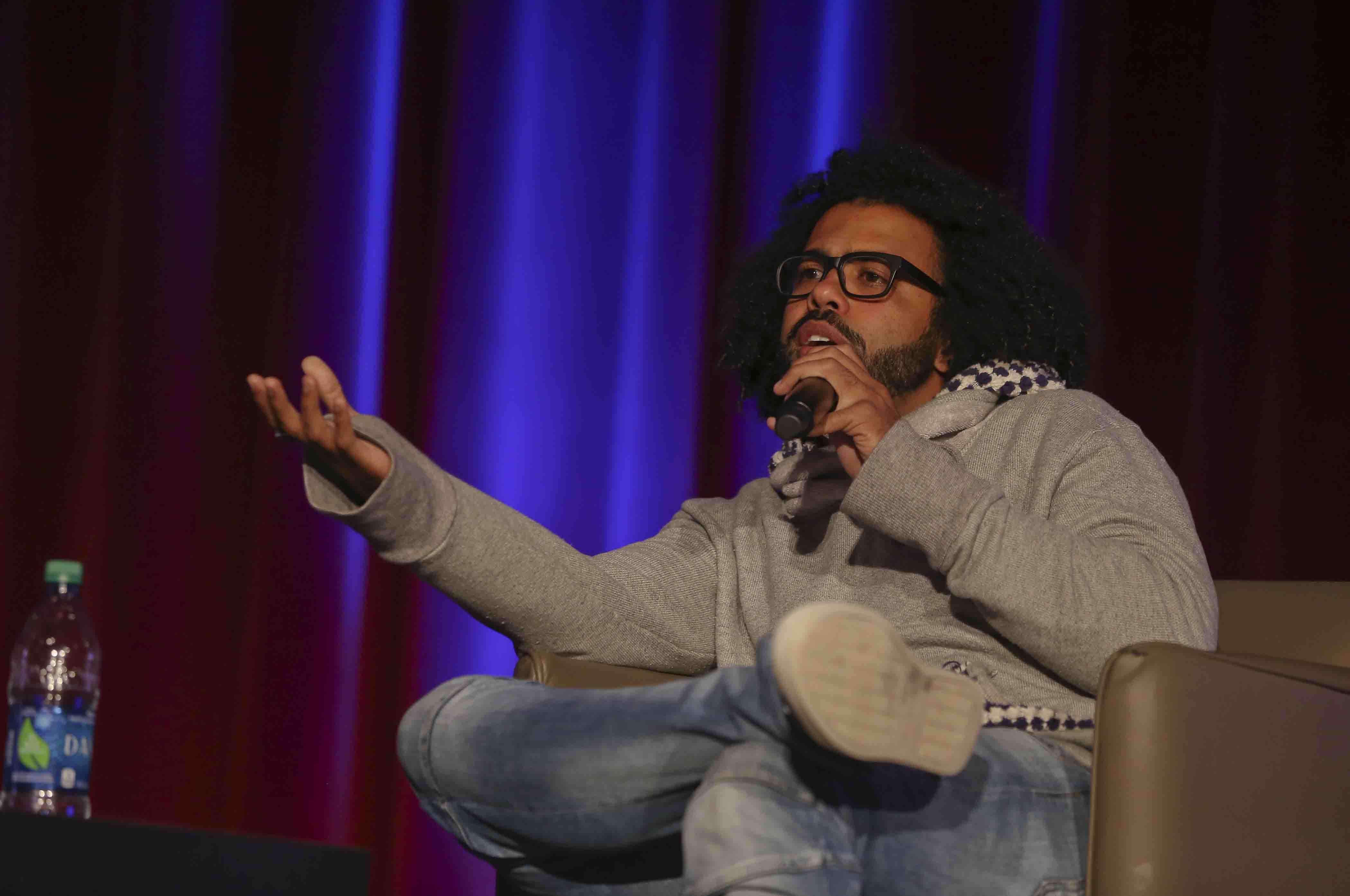 Hamilton star Daveed Diggs talks in Colton Chapel.