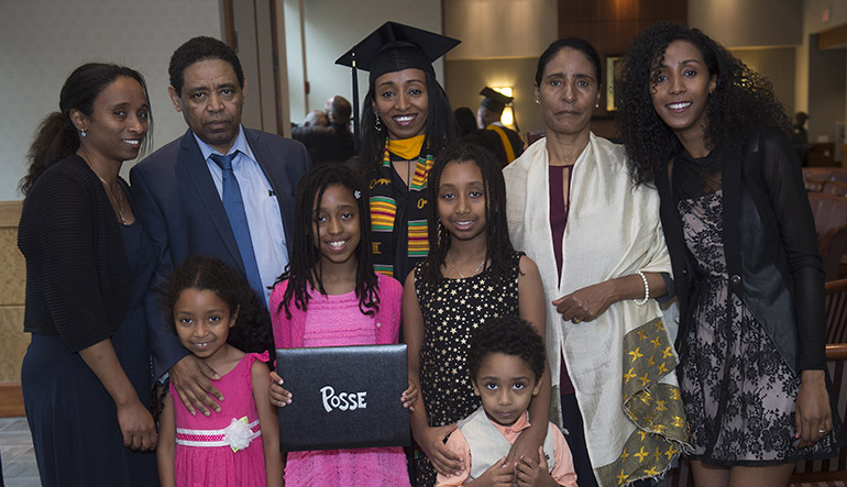 Posee grad with family