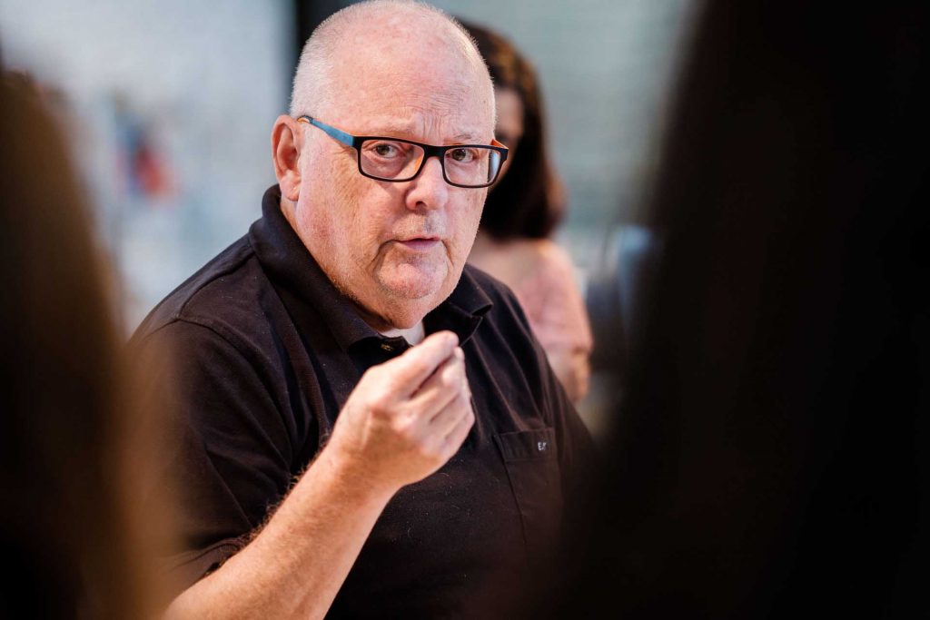 Professor Ed Kerns teaches his Beginning Painting in Williams Visual Arts Building.