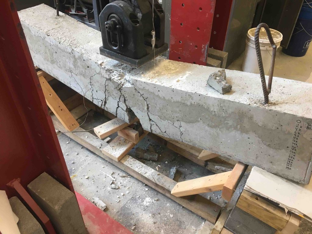 The Maroon Monster hydraulic press used in civil engineering crushes concrete.