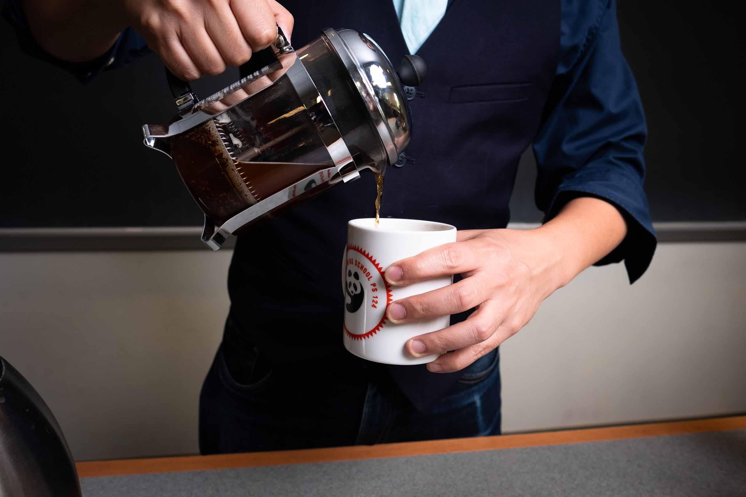 A cup of coffee is poured.