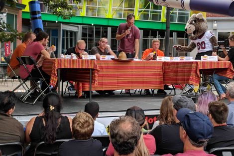 Contestants compete in the annual chile pepper-eating contest.