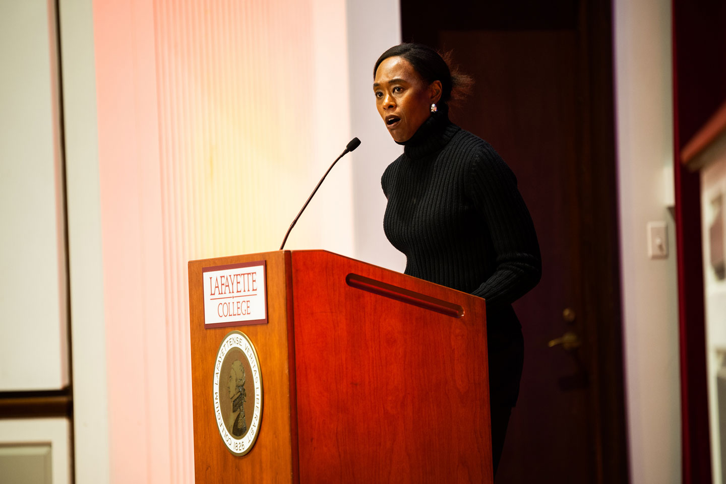 Margot Lee Shetterly gives a lecture in Colton Chapel as part of Hidden Figures Week at Lafayette College.