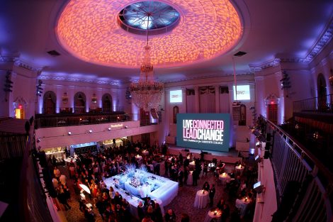 Alumni and friends enjoy the annual holiday party in New York City.