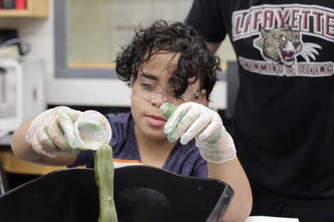 Yeast activates the soap and food coloring.
