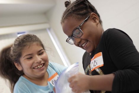 Students shake their bag.