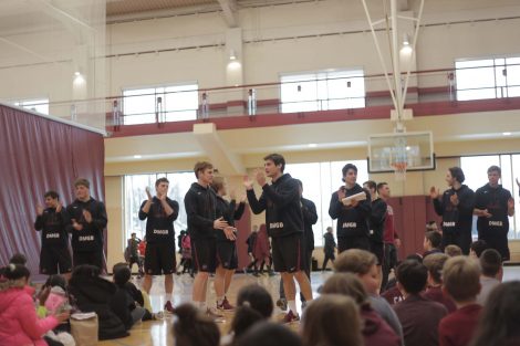 Lafayette athletes teach more cheers for the game.