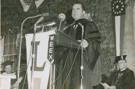Richard Nixon delivers the 1956 commencement address