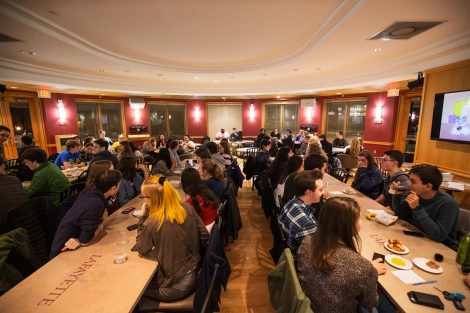 Students answer questions at TNT Trivia