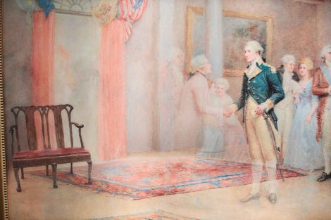 Close-up of Cedomir Vasic work featuring George Washington and General Lafayette.