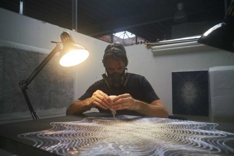 Dan Hill working in the studio.