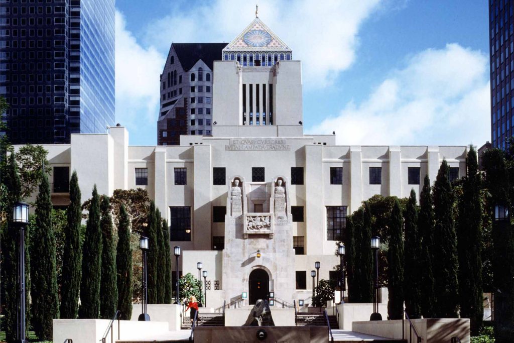 An external image of the L.A. Public Library