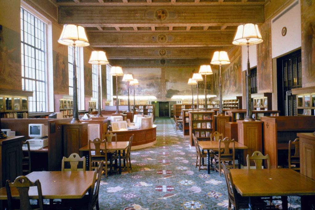 Internal view of an L.A. Public Library reading room.
