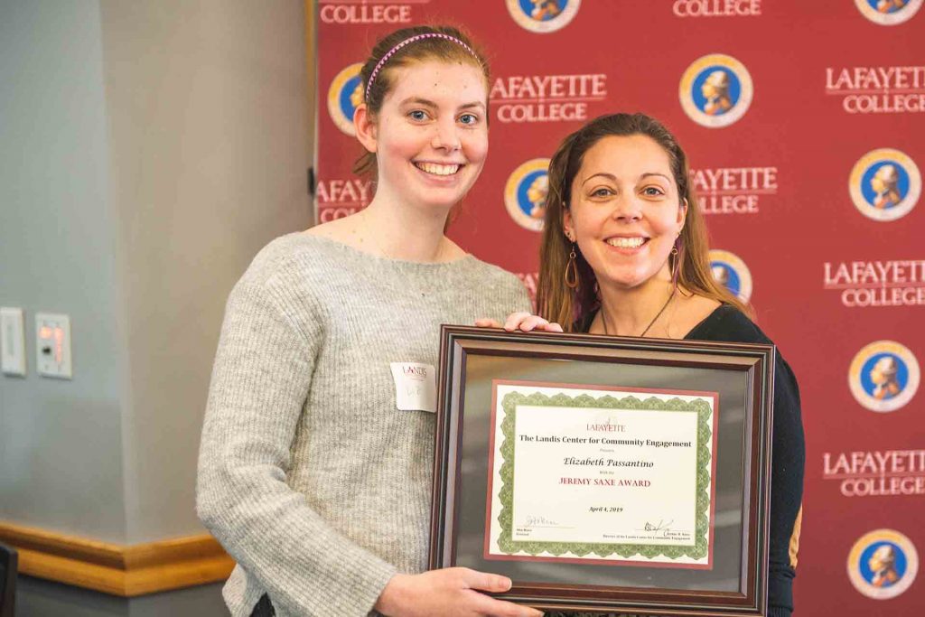 Elizabeth Passantino ’19 with Chelsea Cefalu, coordinator of community partnerships