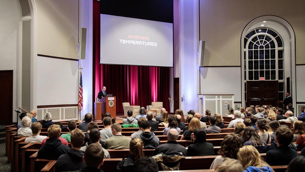 Climate scientist Michael Mann delivered the Jones lecture in Colton Chapel.