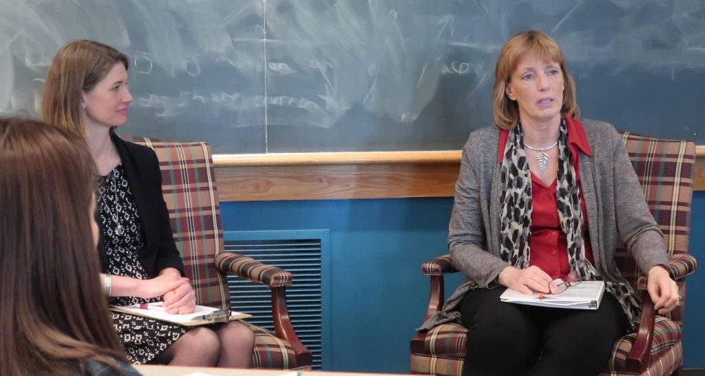 DNCN Secretary Cindy Dunn talks with students in an environmental policy class.