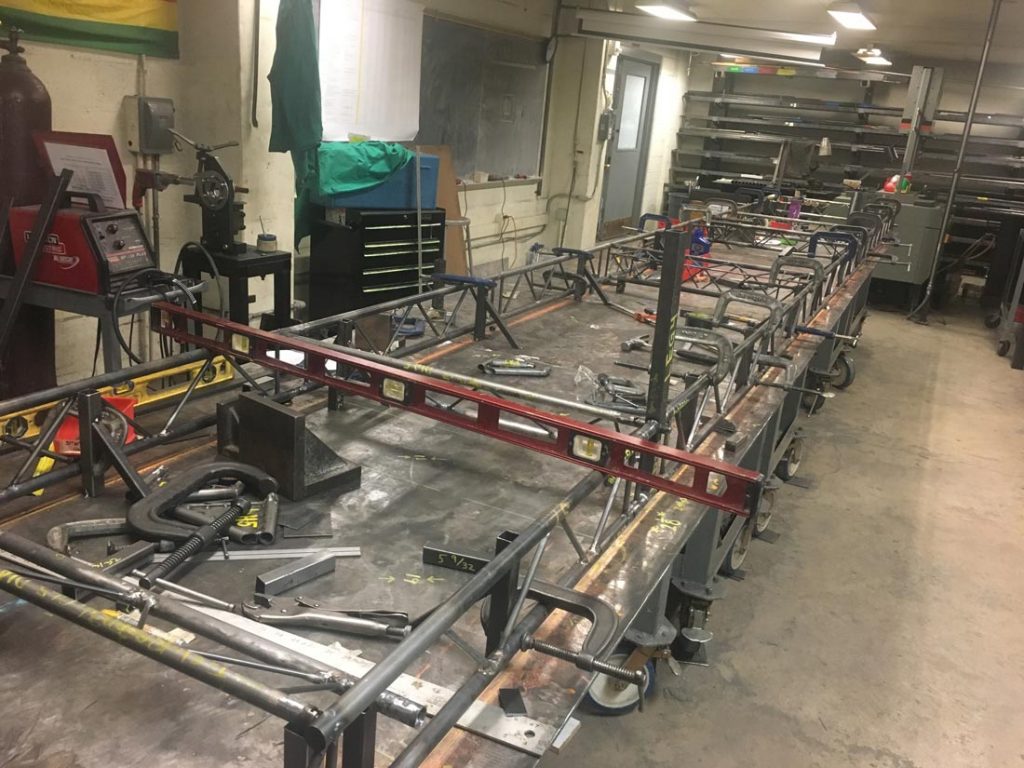 The bottom portion of Lafayette's steel bridge