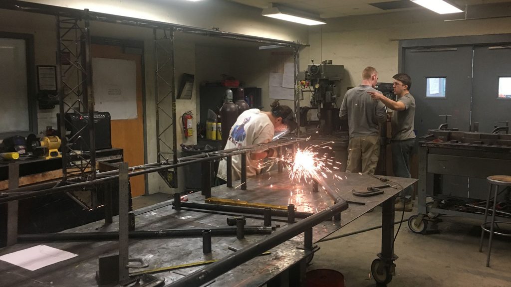 JoAnna Ast '19 does grinding on the bridge.