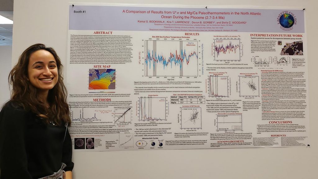 Kamal Bookwala presents her research at a geology conference.