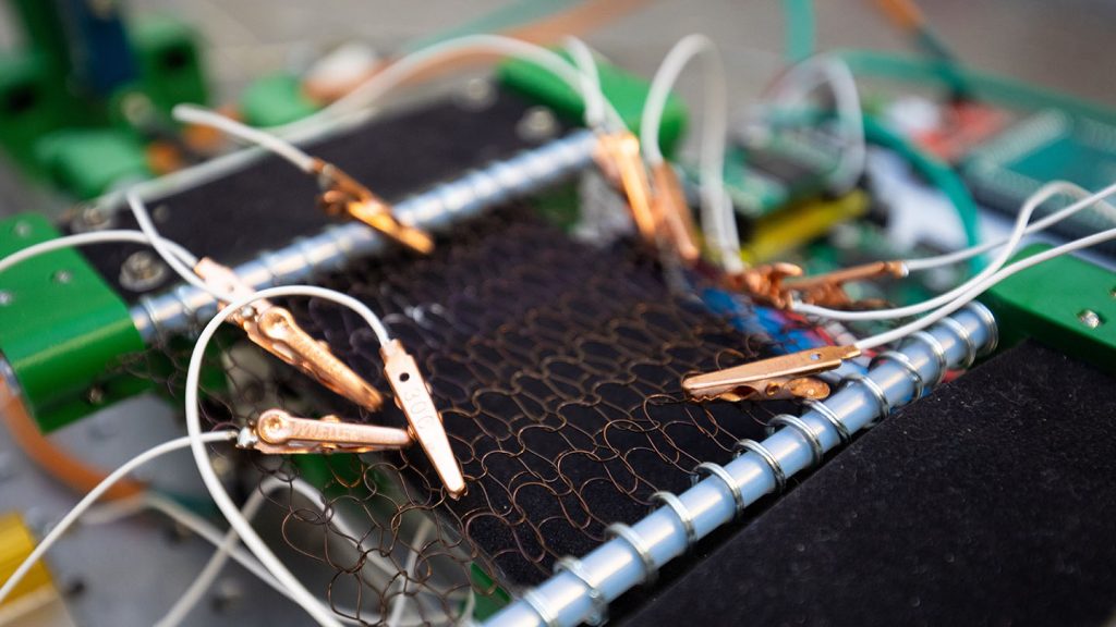 Rachel Marbaker built a device to measure the movement of textiles.