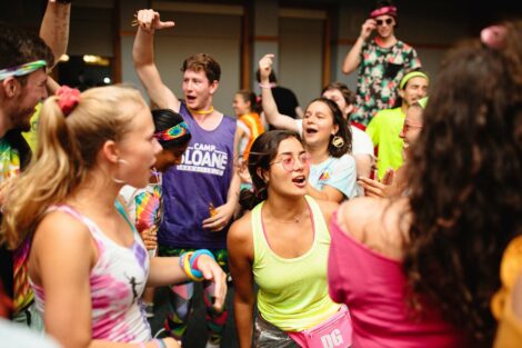 Students dance at the 80s Dance Party