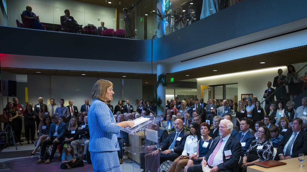 President Alison Byerly opened the dedication ceremony for the Rockwell Center