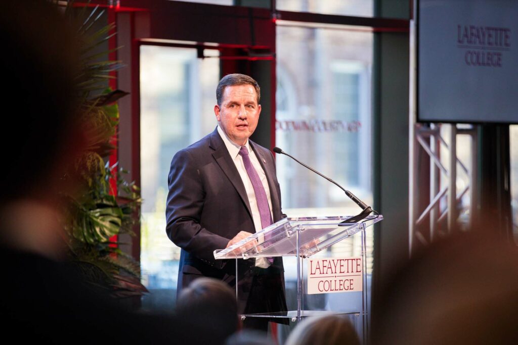 Roger Demareski at the opening of the Rockwell Center.