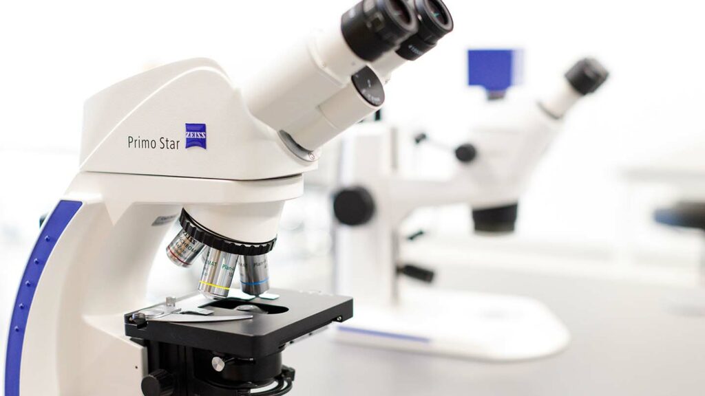 new microscopes in biology lab at Rockwell