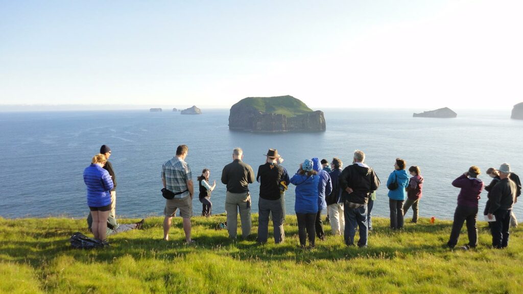 Tamara Carley lecturing in Iceland on GSA trip